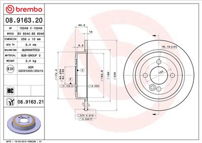 BREMBO 08.9163.21 EAN: 8020584035702.