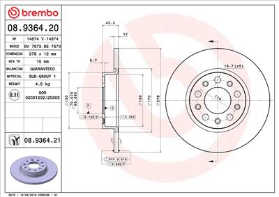 BREMBO 08.9364.21 EAN: 8020584024072.