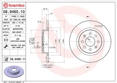 BREMBO 08.9460.11 EAN: 8020584034880.