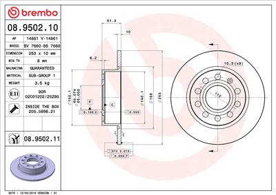 BREMBO 08.9502.11 EAN: 8020584024256.