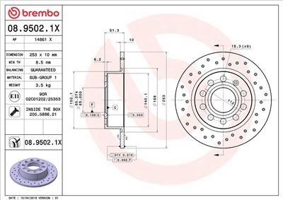 BREMBO 08.9502.1X EAN: 8020584212295.