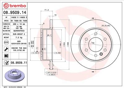 BREMBO 08.9509.11 EAN: 8020584210369.