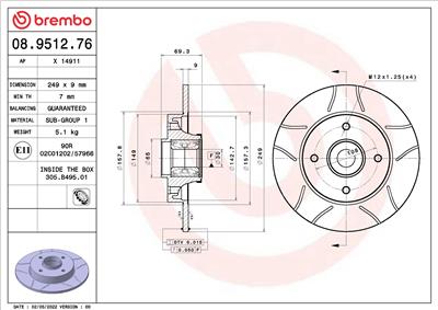 BREMBO 08.9512.76 EAN: 8020584321225.