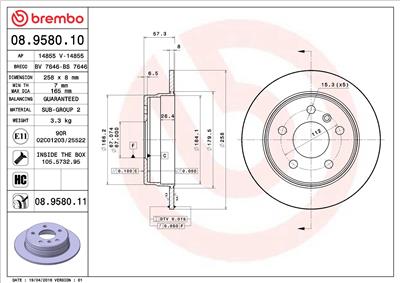 BREMBO 08.9580.11 EAN: 8020584024164.