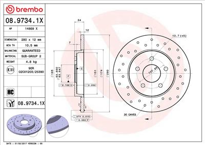 BREMBO 08.9734.1X EAN: 8020584220627.