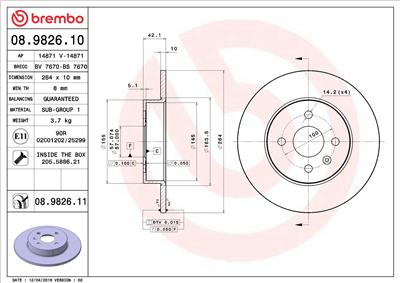 BREMBO 08.9826.10 EAN: 8020584982617.