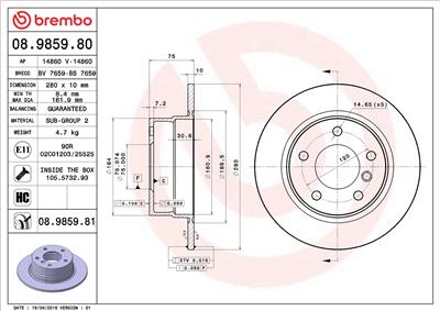BREMBO 08.9859.81 EAN: 8020584033029.