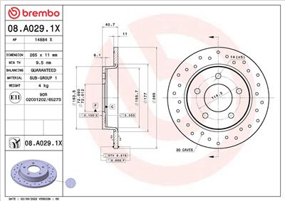 BREMBO 08.A029.1X EAN: 8020584321539.