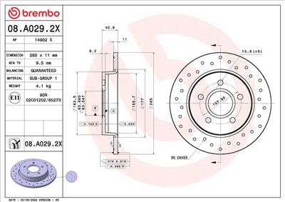 BREMBO 08.A029.2X EAN: 8020584321546.