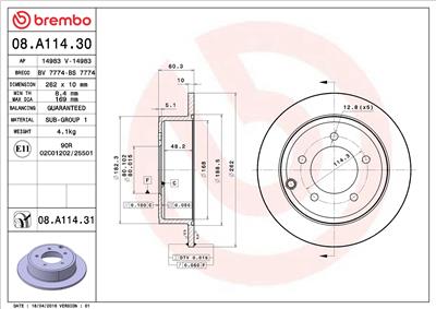 BREMBO 08.A114.31 EAN: 8020584032725.