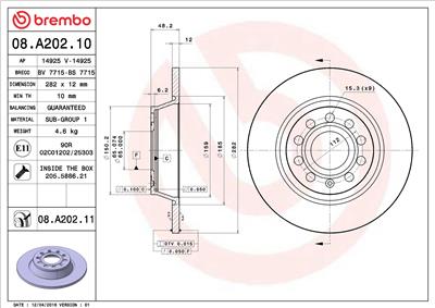 BREMBO 08.A202.11 EAN: 8020584024812.