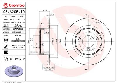 BREMBO 08.A205.11 EAN: 8020584026427.