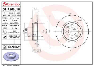 BREMBO 08.A268.11 EAN: 8020584211250.