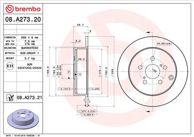 BREMBO 08.A273.21 EAN: 8020584032442.
