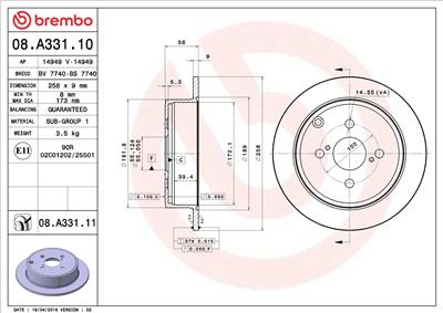 BREMBO 08.A331.11 EAN: 8020584211830.