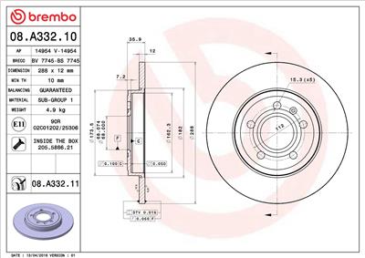 BREMBO 08.A332.11 EAN: 8020584034804.