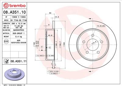 BREMBO 08.A351.11 EAN: 8020584034545.
