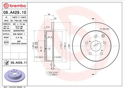 BREMBO 08.A429.10 EAN: 8020584020623.