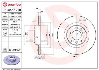BREMBO 08.A456.11 EAN: 8020584224984.