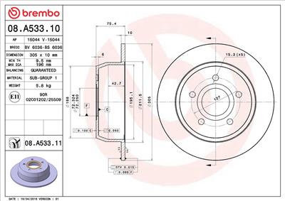 BREMBO 08.A533.11 EAN: 8020584039854.