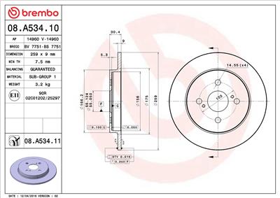 BREMBO 08.A534.11 EAN: 8020584216750.