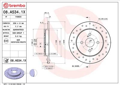 BREMBO 08.A534.1X EAN: 8020584322727.