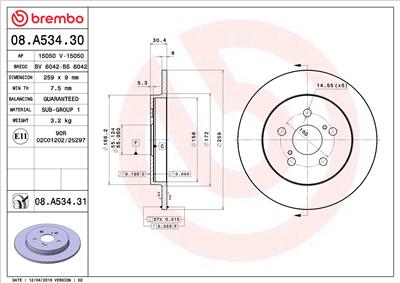 BREMBO 08.A534.31 EAN: 8020584210581.
