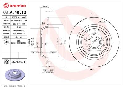 BREMBO 08.A540.10 EAN: 8020584028841.