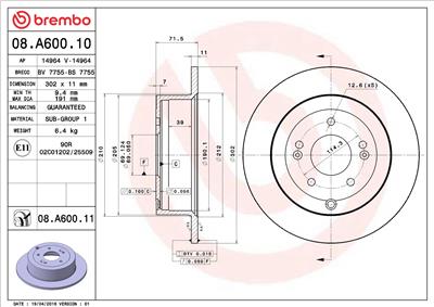 BREMBO 08.A600.11 EAN: 8020584034798.