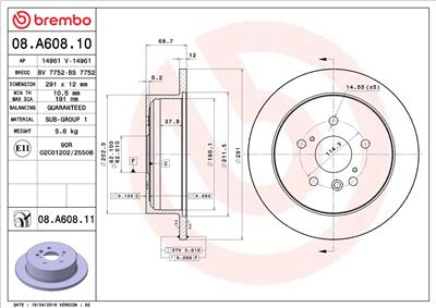 BREMBO 08.A608.11 EAN: 8020584035429.