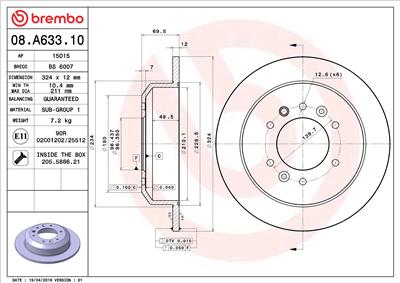 BREMBO 08.A633.10 EAN: 8020584033050.