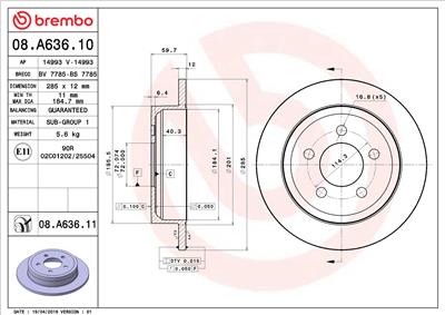 BREMBO 08.A636.11 EAN: 8020584031629.