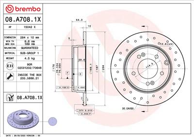 BREMBO 08.A708.1X EAN: 8020584325148.