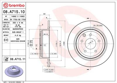 BREMBO 08.A715.11 EAN: 8020584032565.