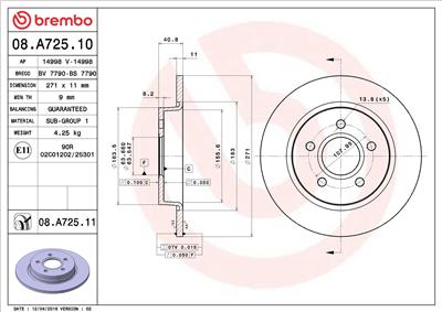 BREMBO 08.A725.11 EAN: 8020584216958.