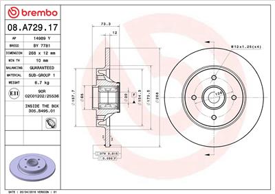 BREMBO 08.A729.17 EAN: 8020584025321.