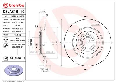 BREMBO 08.A816.11 EAN: 8020584037263.