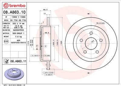 BREMBO 08.A863.11 EAN: 8020584031728.