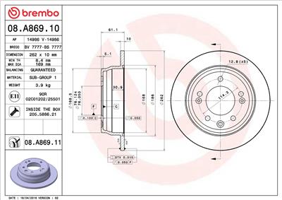 BREMBO 08.A869.11 EAN: 8020584210420.