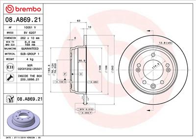 BREMBO 08.A869.21 EAN: 8020584311721.