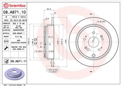 BREMBO 08.A871.10 EAN: 8020584033074.