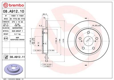 BREMBO 08.A912.11 EAN: 8020584034088.