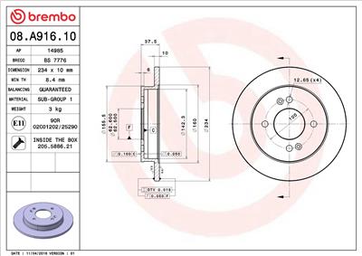 BREMBO 08.A916.10 EAN: 8020584024423.