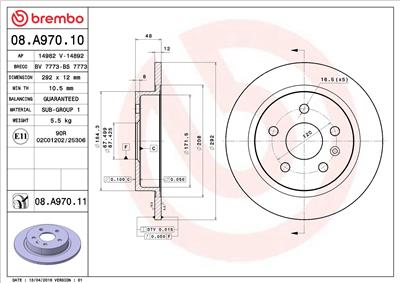 BREMBO 08.A970.11 EAN: 8020584031612.