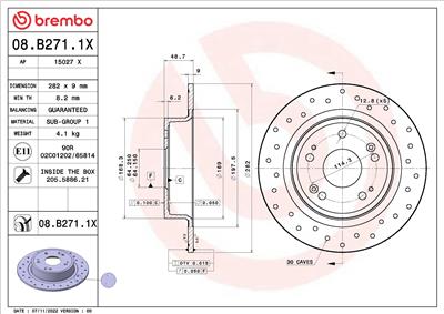 BREMBO 08.B271.1X EAN: 8020584321690.