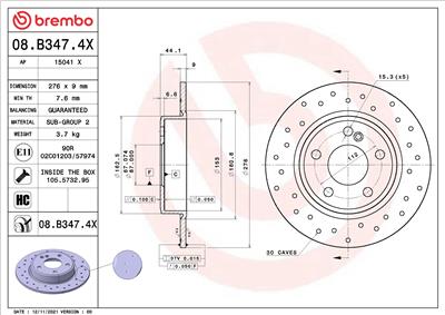 BREMBO 08.B347.4X EAN: 8020584320105.