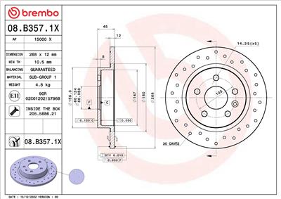 BREMBO 08.B357.1X EAN: 8020584323236.