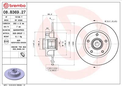 BREMBO 08.B369.27 EAN: 8020584234112.