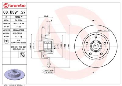 BREMBO 08.B391.27 EAN: 8020584227923.