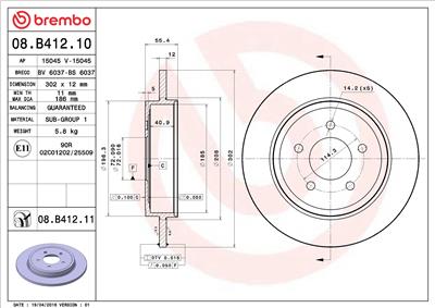 BREMBO 08.B412.11 EAN: 8020584032091.
